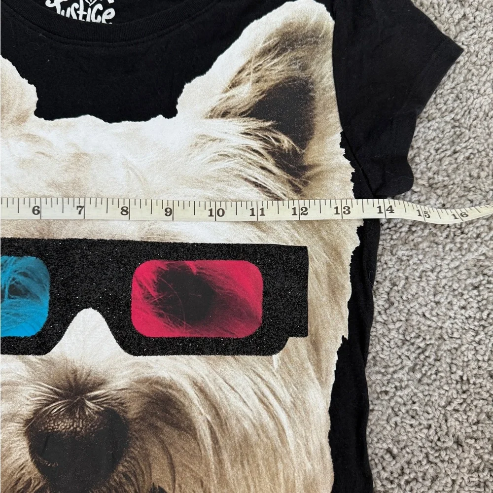 Justice Black Dog Tee with 3D Glasses Size 10 - Picture 3 of 5